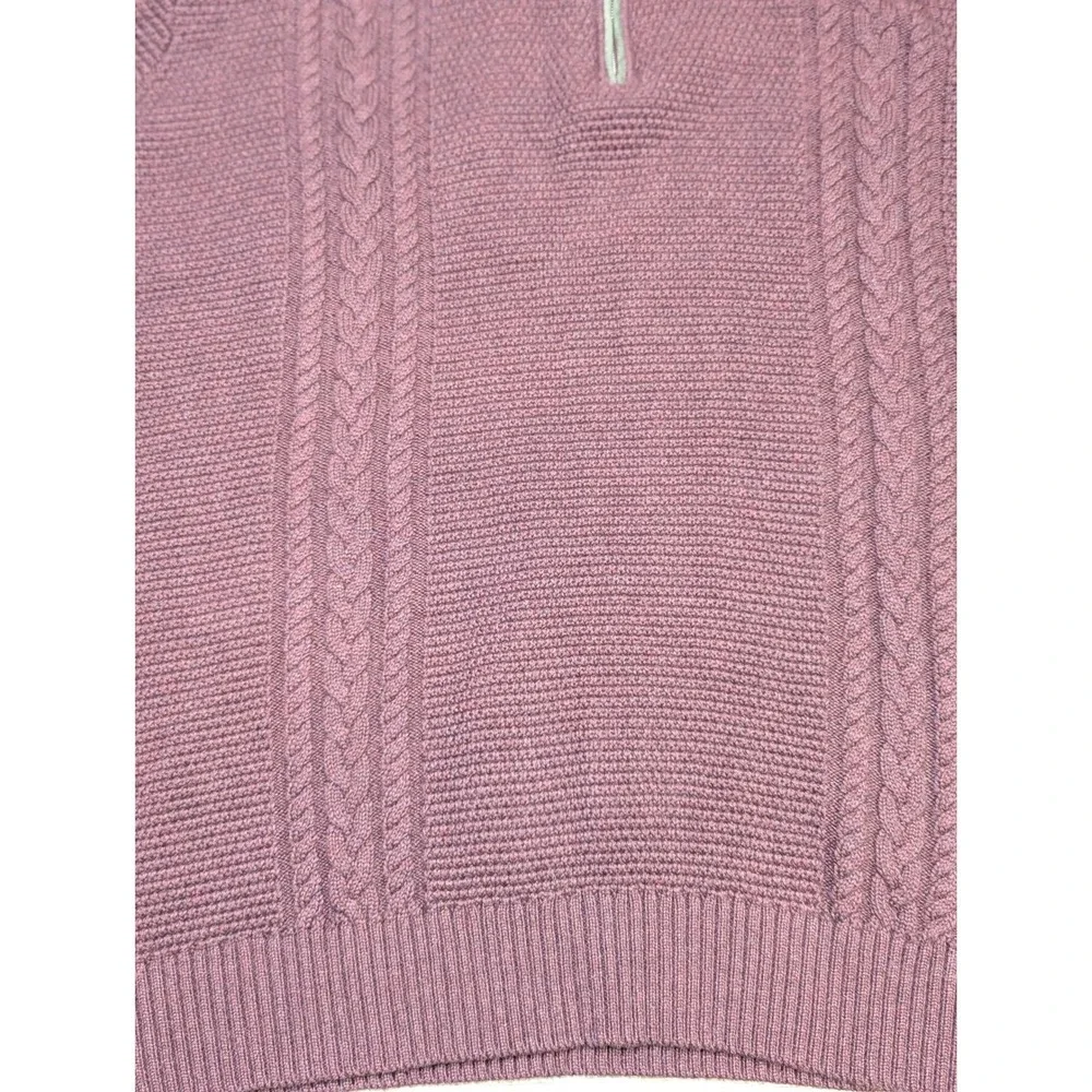 Raffi Burgundy Cable Knit Quarter Zip Sweater Mens Size XL Suede Elbow Patches - Picture 4 of 13